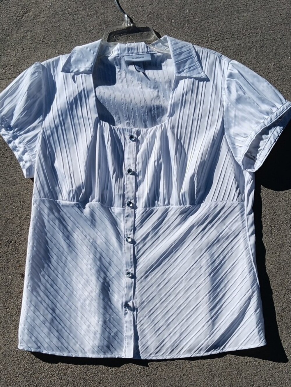 dressbarn White Short-Sleeve Button Down Blouse - Picture 3 of 11